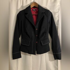 Elegant Black Blazer with Red Accents by Topshop